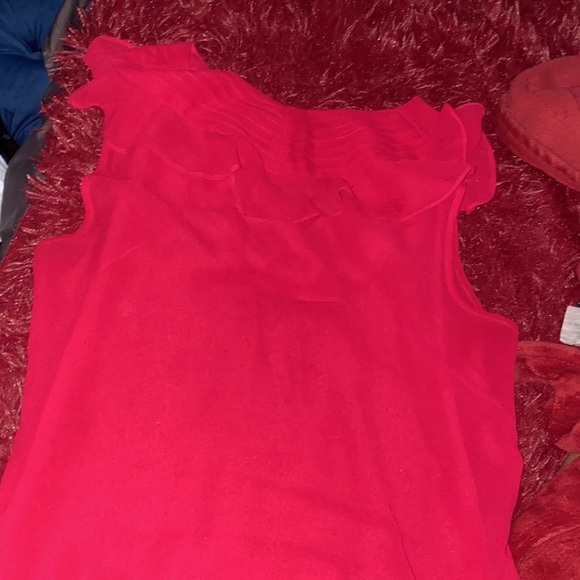 Banana Republic fushia double  layered ruffle trim blouse Sz M - Picture 9 of 16